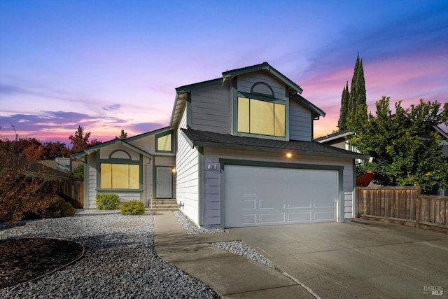 view of property featuring a garage