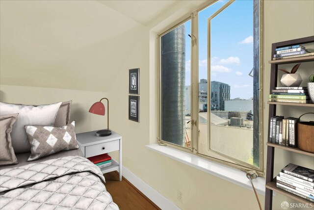 bedroom featuring dark wood-type flooring