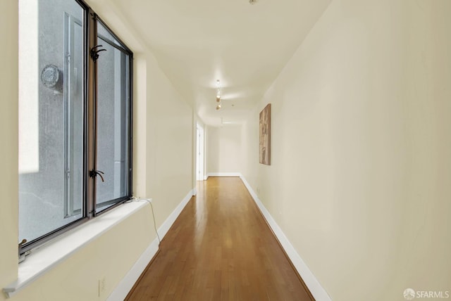 hall featuring hardwood / wood-style floors and a wealth of natural light