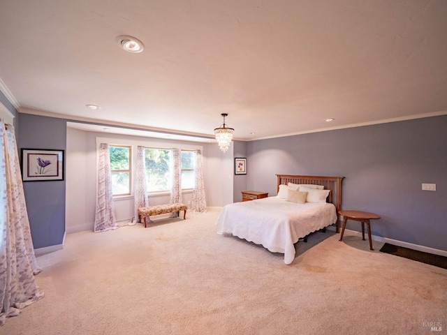 43500 Crispin Rd, Manchester, CA 95459 - bedroom featuring ornamental molding, carpet, baseboards, and recessed lighting