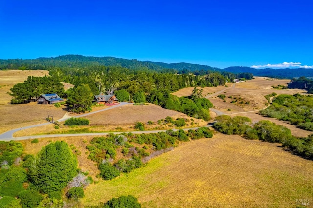 bird's eye view with a rural view and a mountain view