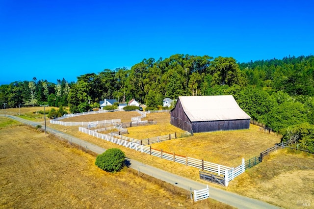 aerial view with a rural view