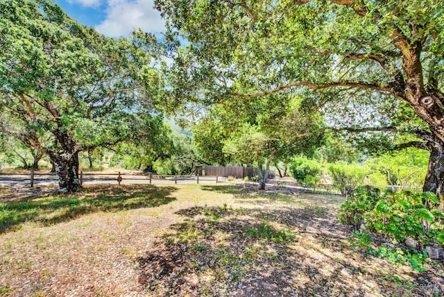 view of yard with a rural view