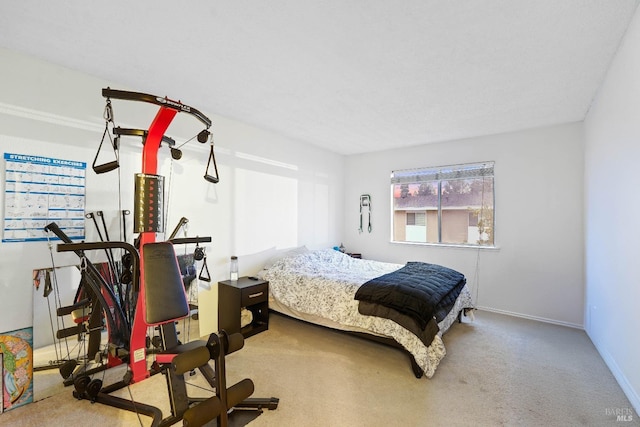 bedroom featuring baseboards and carpet flooring