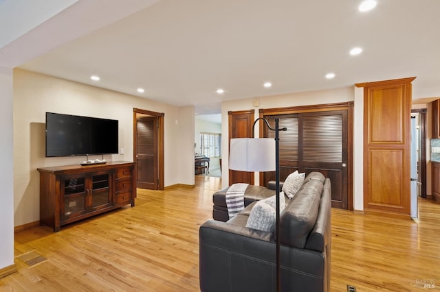 living room featuring light hardwood / wood-style flooring