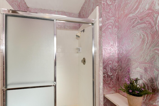 full bathroom with a shower with shower door