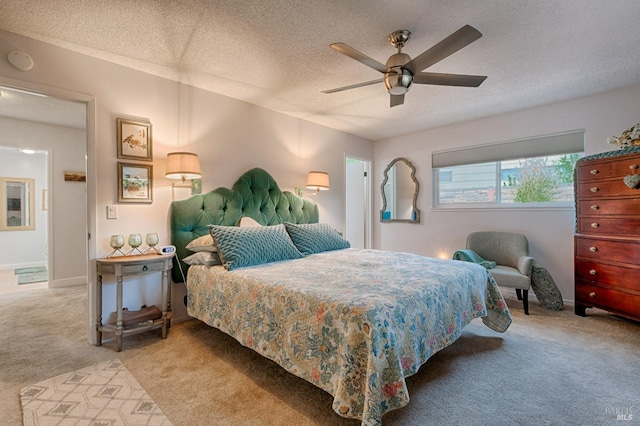 20 Meadowgreen Cir, Santa Rosa, CA 95409 - bedroom featuring light carpet, a textured ceiling, and a ceiling fan