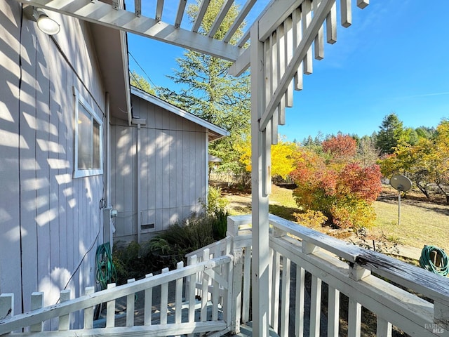 view of property exterior featuring a deck