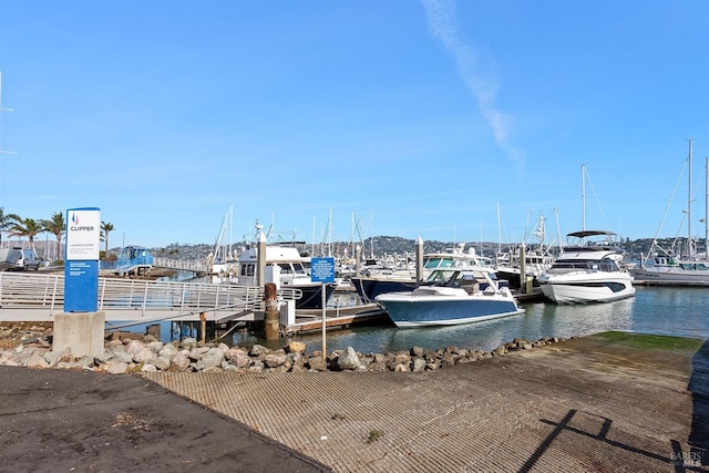 view of dock featuring a water view