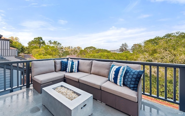 wooden deck featuring an outdoor living space