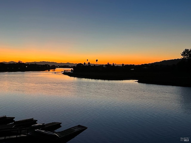 property view of water with a boat dock