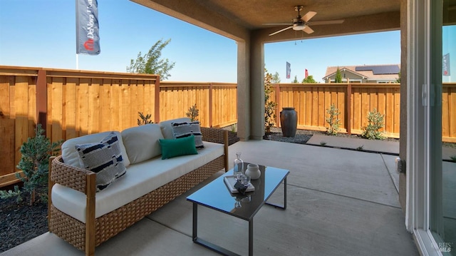 view of patio / terrace with outdoor lounge area and ceiling fan