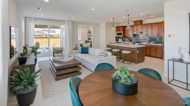 view of tiled living room