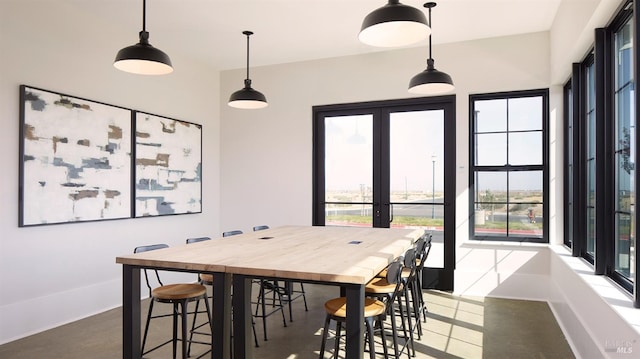 dining space with a wealth of natural light and french doors