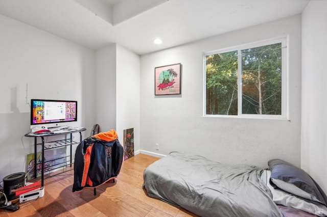 bedroom featuring hardwood / wood-style flooring