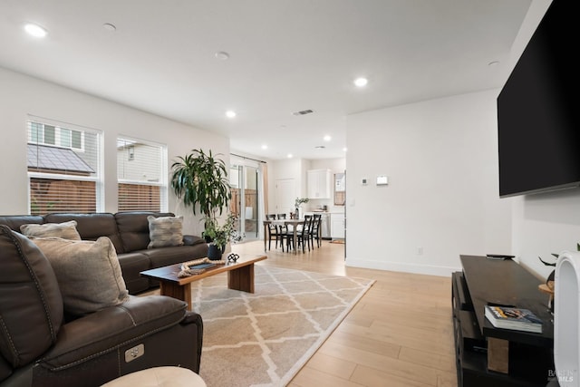 living room featuring light hardwood / wood-style floors