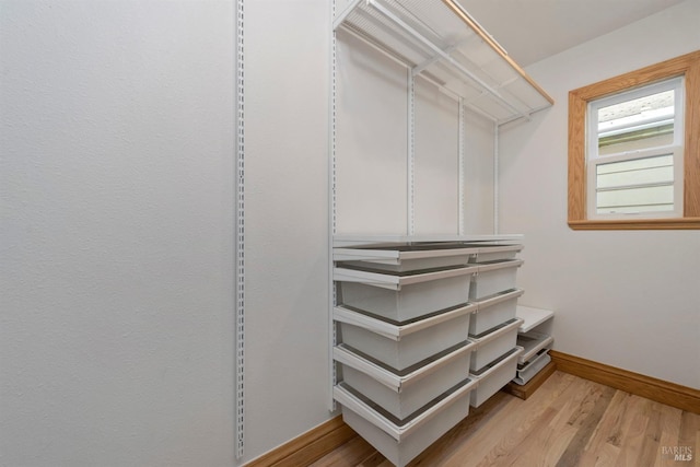 walk in closet featuring light wood-type flooring