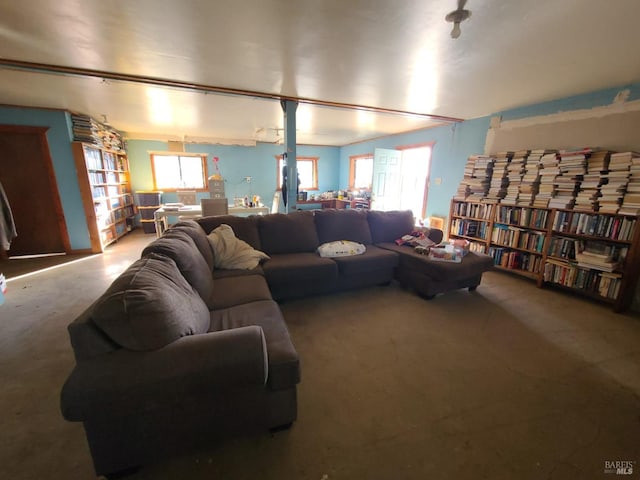 living room with carpet