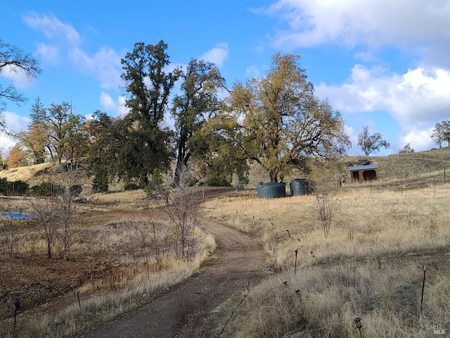 view of yard with a rural view