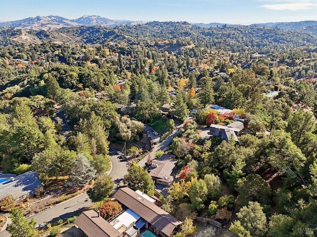 bird's eye view with a mountain view