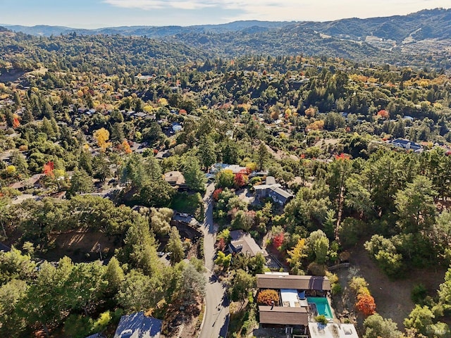 bird's eye view with a mountain view