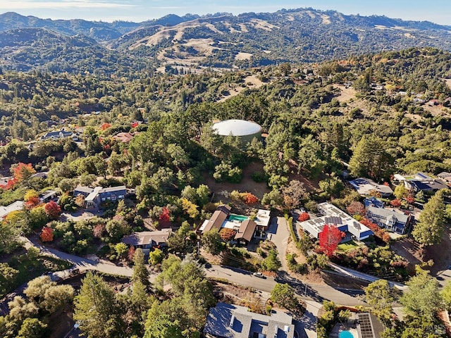 birds eye view of property featuring a mountain view