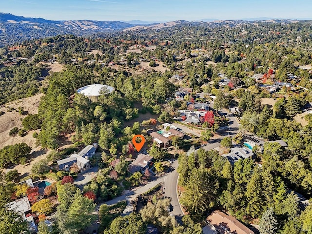 bird's eye view with a mountain view