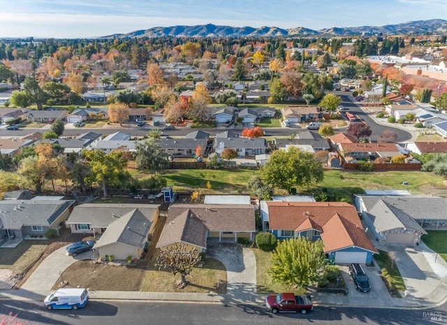 aerial view with a mountain view