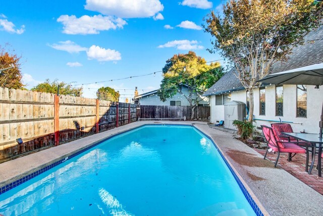 view of swimming pool featuring a patio area