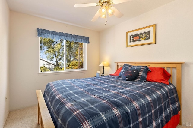 bedroom with carpet floors and ceiling fan