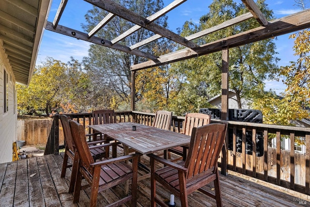 wooden deck featuring a pergola