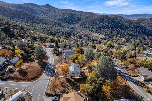 drone / aerial view with a mountain view