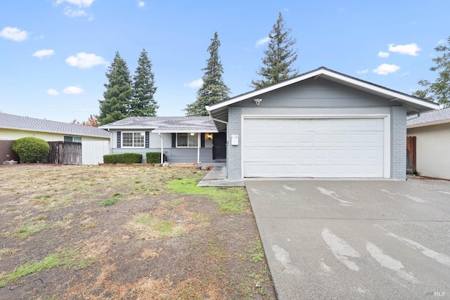 single story home with a garage