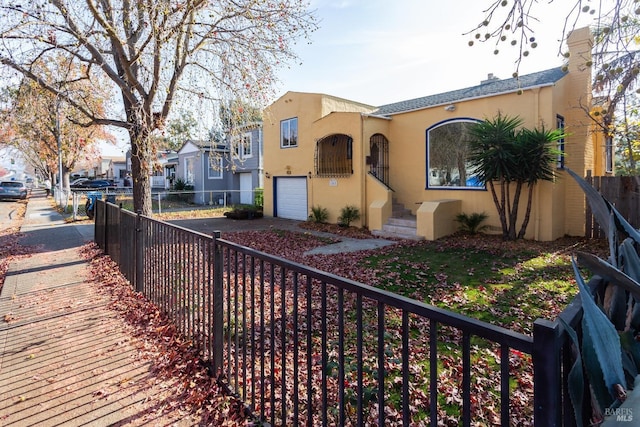 exterior space with a garage