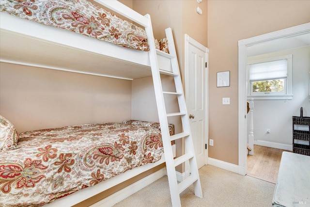 bedroom with light hardwood / wood-style floors