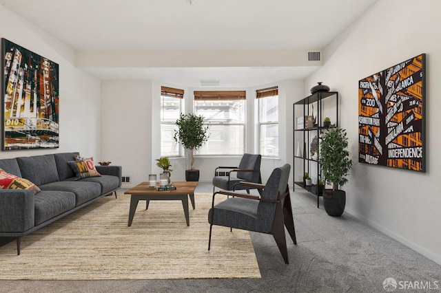 living room with carpet flooring