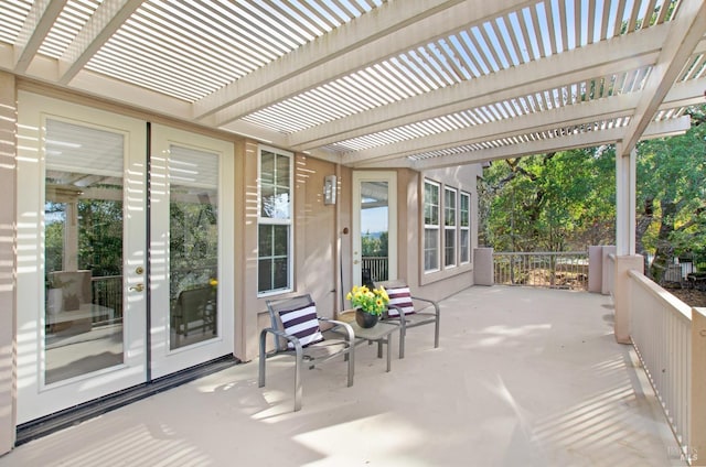 view of patio featuring a pergola