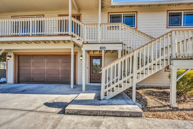 19316 N Shore Ct, Hidden Valley Lake, CA 95467 - exterior space with an attached garage, a balcony, and concrete driveway