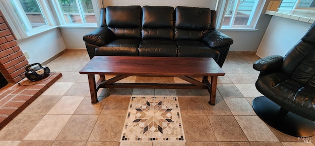 view of tiled living room