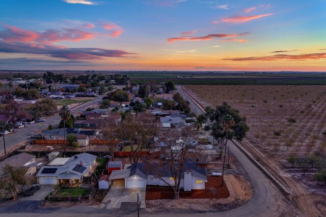 view of aerial view at dusk