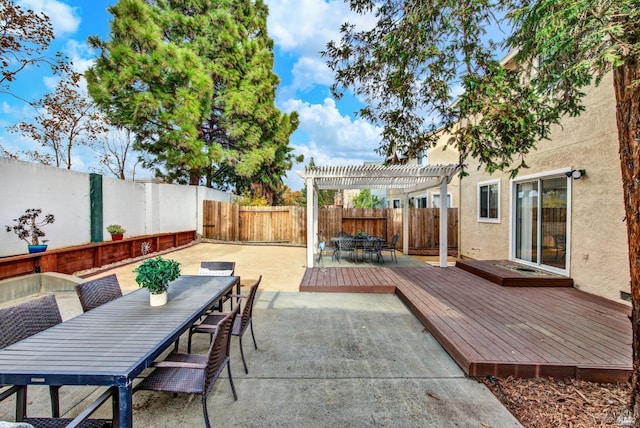 view of patio / terrace featuring a pergola and a deck