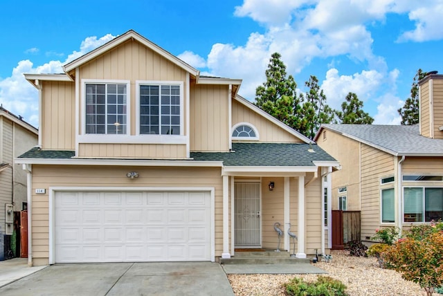 view of property featuring a garage