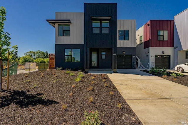 contemporary house featuring a garage