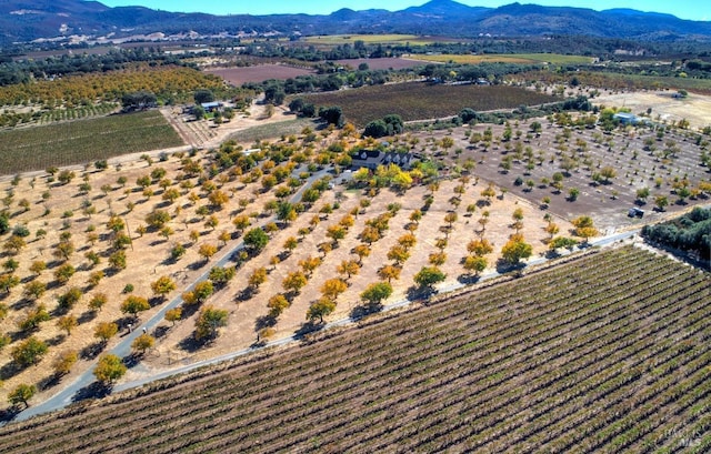 aerial view featuring a mountain view and a rural view