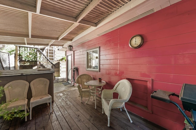 wooden deck with stairway