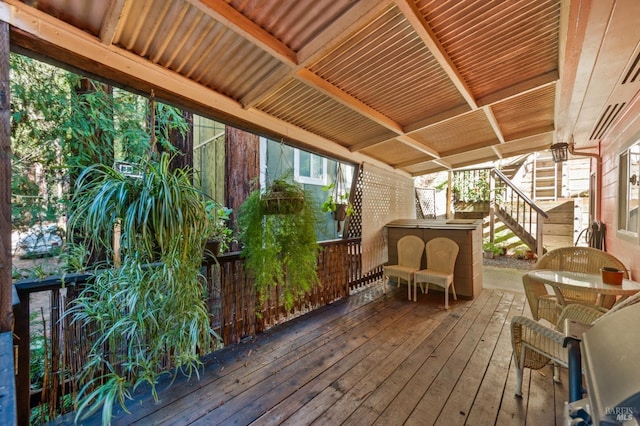 wooden deck with stairs