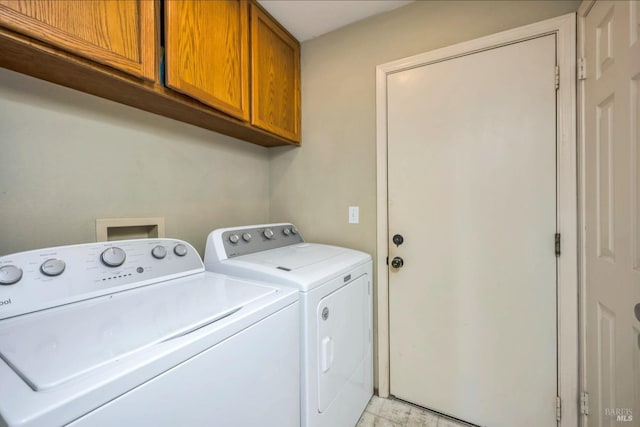 laundry room featuring cabinets and separate washer and dryer