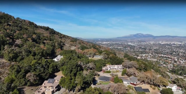 birds eye view of property with a mountain view