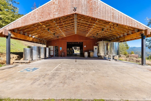 exterior space featuring a mountain view