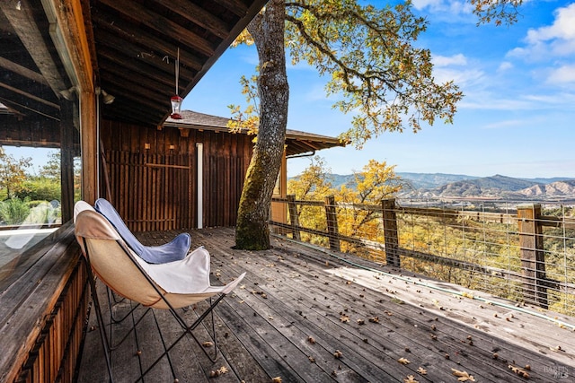 deck with a mountain view